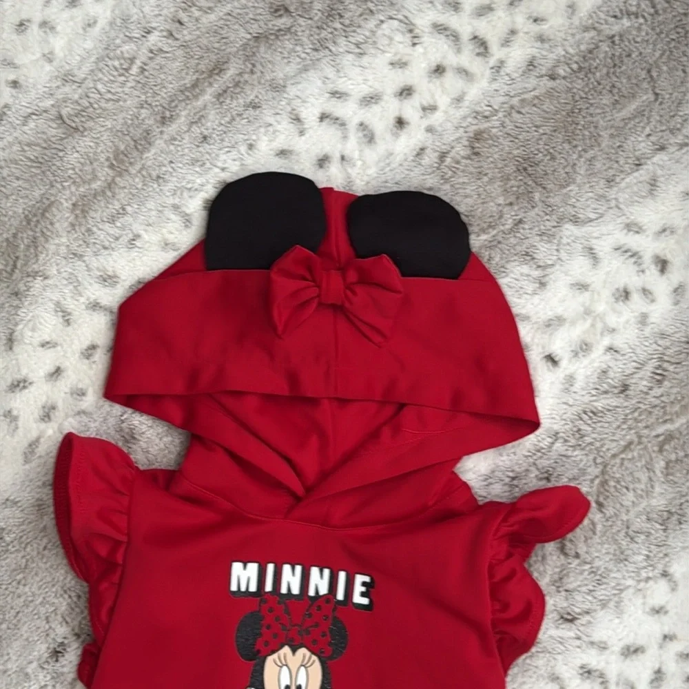 Disney Minnie Mouse red hoodie dress girls medium sparkly polka dot Disneyland